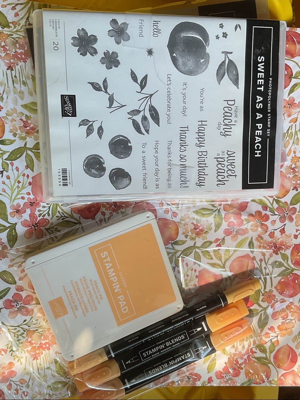 Stampin' Up! Sweet As A Peach Craft Stamp Set with Peach Ink & Blends